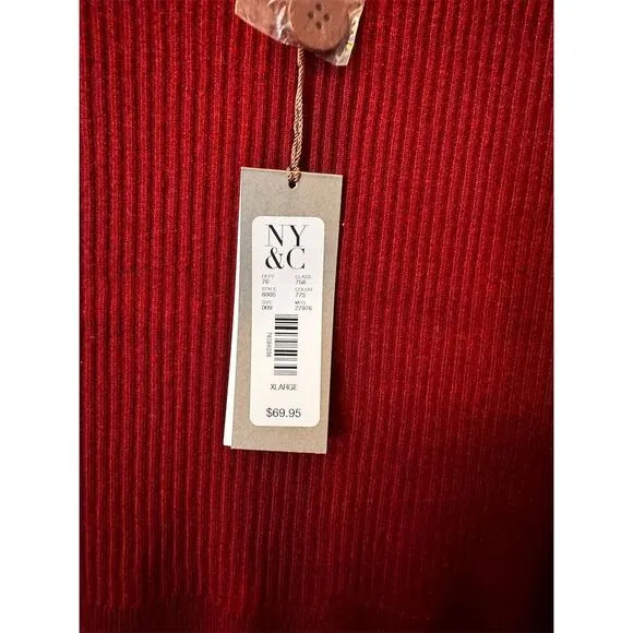 NY&amp;C Women's XL maroon Ribbed Knit Sleeveless Midi Dress Casual NWT