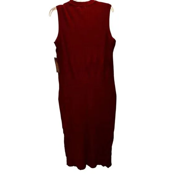 NY&amp;C Women's XL maroon Ribbed Knit Sleeveless Midi Dress Casual NWT