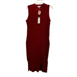 NY&amp;C Women's XL maroon Ribbed Knit Sleeveless Midi Dress Casual NWT