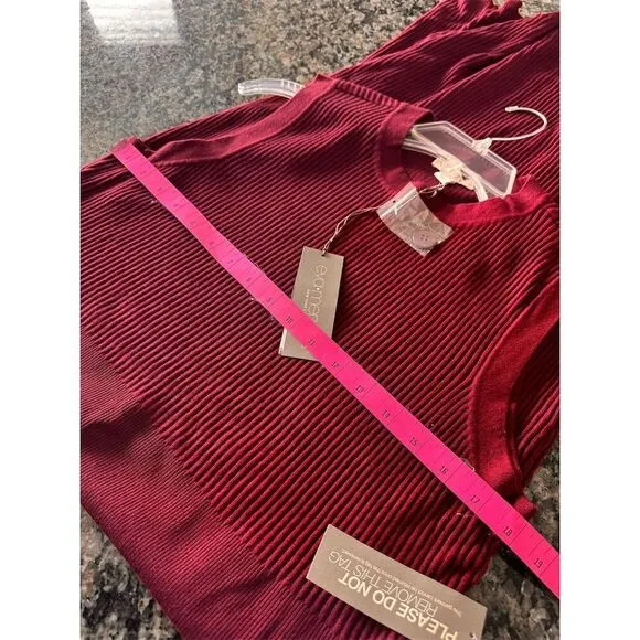 NY&amp;C Women's XL maroon Ribbed Knit Sleeveless Midi Dress Casual NWT