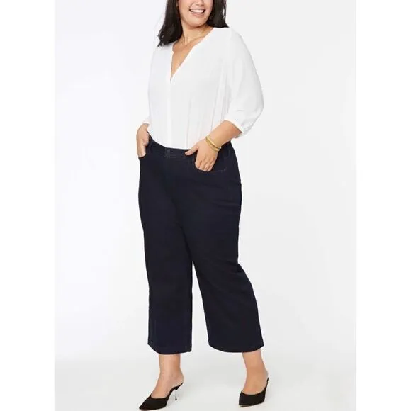 NYDJ Women’s Size 14 Denim Blue Wide Leg Ankle Jeans
