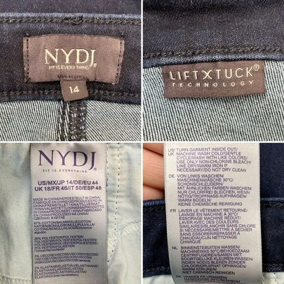 NYDJ Women’s Size 14 Denim Blue Wide Leg Ankle Jeans