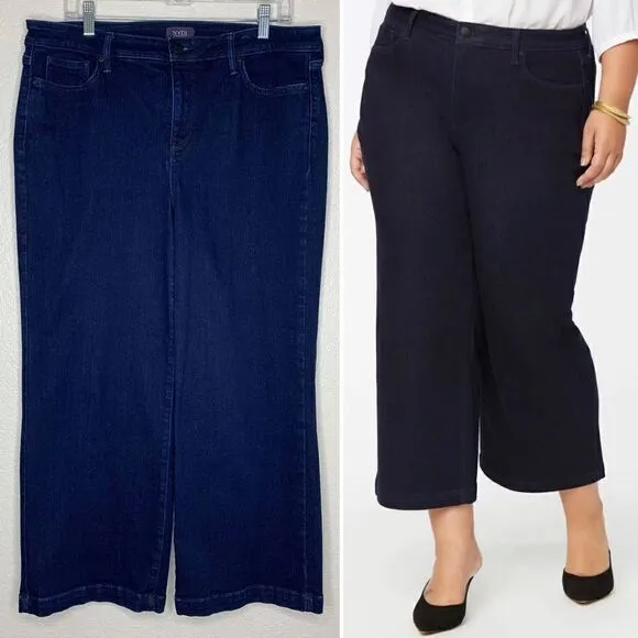 NYDJ Women’s Size 14 Denim Blue Wide Leg Ankle Jeans