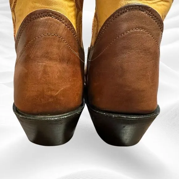 Olathe Boot Co Vintage Mens Tall Top Leather Cowboy Boots 8D Tan‎ Brown Bukaroo