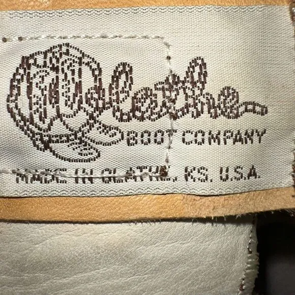 Olathe Boot Co Vintage Mens Tall Top Leather Cowboy Boots 8D Tan‎ Brown Bukaroo