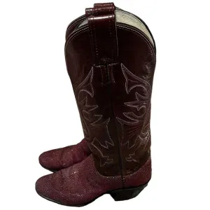Olathe‎ Stingray Boots &amp; Leather Maroon  Western  Cowgirl 5.5  USA Made