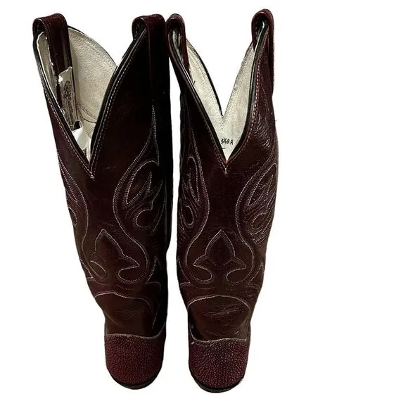 Olathe‎ Stingray Boots &amp; Leather Maroon  Western  Cowgirl 5.5  USA Made