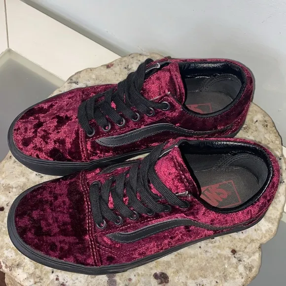 Old Skool Platform 'Crushed Velvet Skate Shoes- Burnt Russet' Women’s Size 7