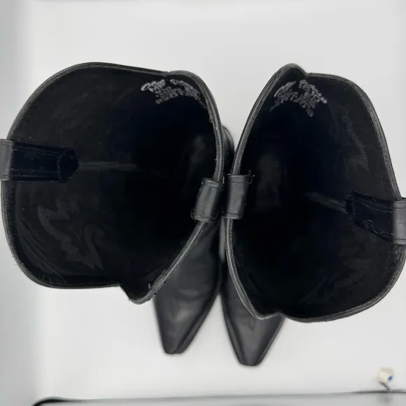 Old West tall black snip toe cowboy boots 10 EE
