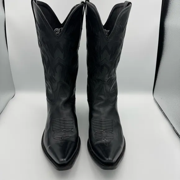 Old West tall black snip toe cowboy boots 10 EE