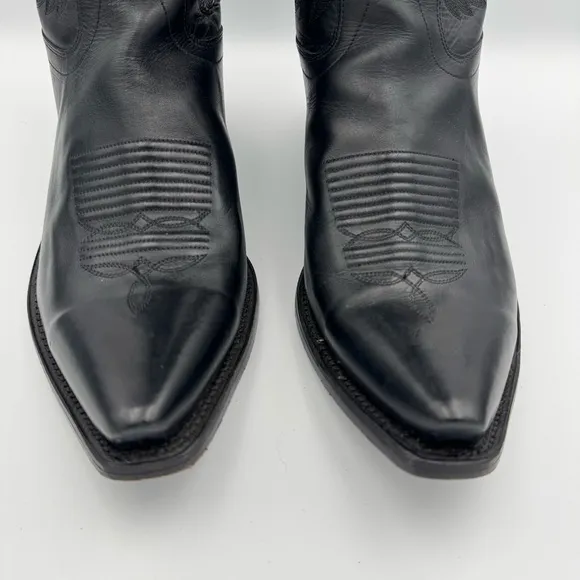 Old West tall black snip toe cowboy boots 10 EE