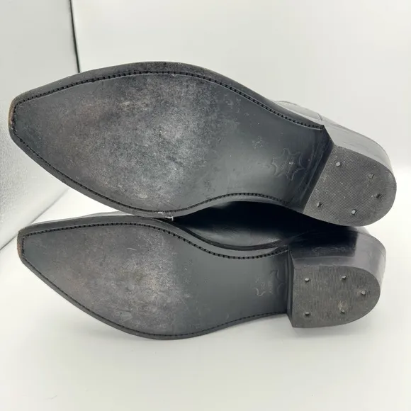Old West tall black snip toe cowboy boots 10 EE