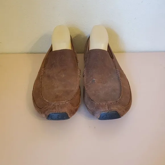 Olukai 12 Brown Leather Loafers Driving Shoes Derby Comfort Moc Toe Akepa Moc