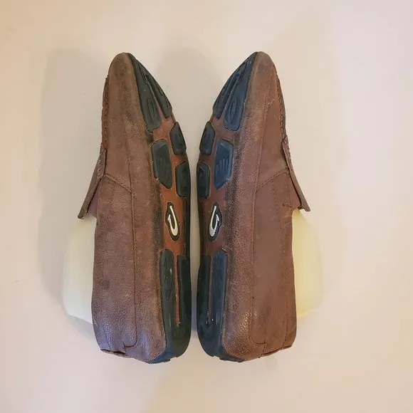 Olukai 12 Brown Leather Loafers Driving Shoes Derby Comfort Moc Toe Akepa Moc
