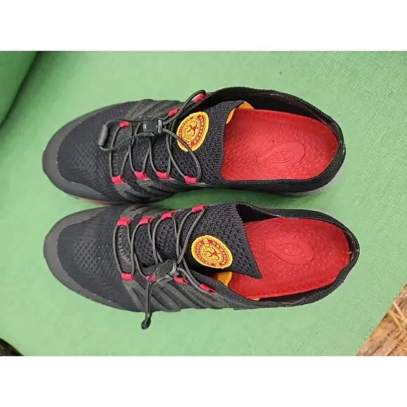 Olukai 'Imaka‎ Trainer Shoes Size 9 Black Red HLA Athletic Sneakers EXCELLENT