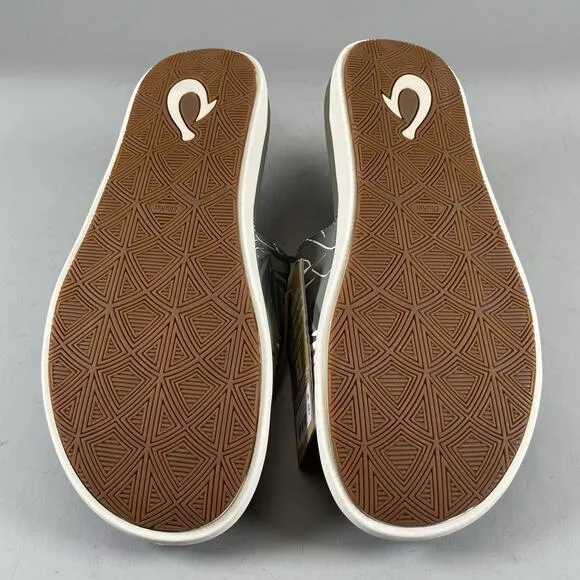 Olukai Maha Olu Men’s Size 9 Hunter Green Palm Slip On Slides Casual Sandals NEW