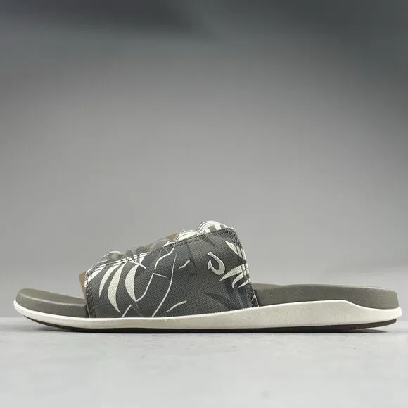 Olukai Maha Olu Men’s Size 9 Hunter Green Palm Slip On Slides Casual Sandals NEW
