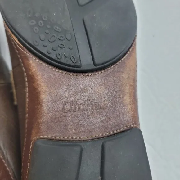 Olukai Men Ni'O Leather Slip On Shoes Size 10.5 Brown Office Fisherman Old Money