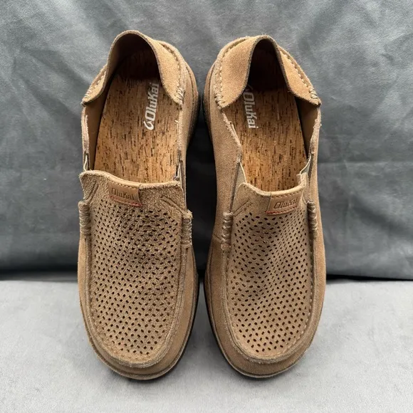 OluKai Moloa Kohana Mens Slip-On Leather Loafers Shoes Size 8 Clay‎