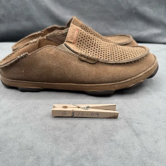 OluKai Moloa Kohana Mens Slip-On Leather Loafers Shoes Size 8 Clay‎