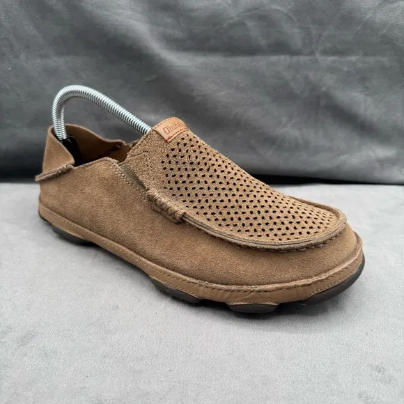 OluKai Moloa Kohana Mens Slip-On Leather Loafers Shoes Size 8 Clay‎