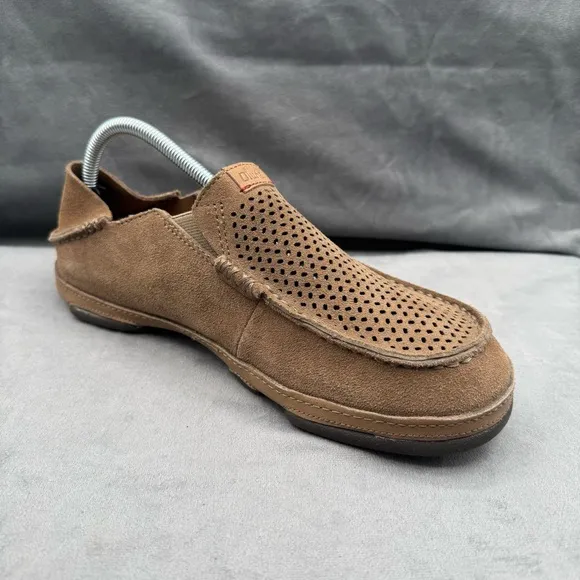 OluKai Moloa Kohana Mens Slip-On Leather Loafers Shoes Size 8 Clay‎