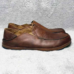 Olukai Moloa Mens Size 16 Slip On Loafers Shoes Brown Leather 10128-AR34