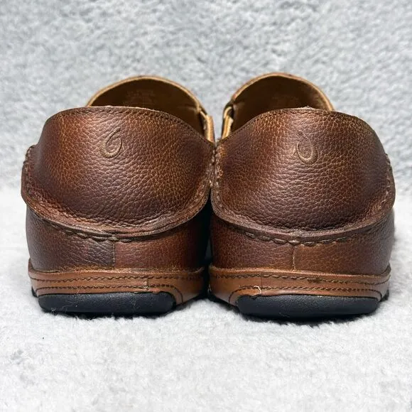 Olukai Moloa Mens Size 16 Slip On Loafers Shoes Brown Leather 10128-AR34