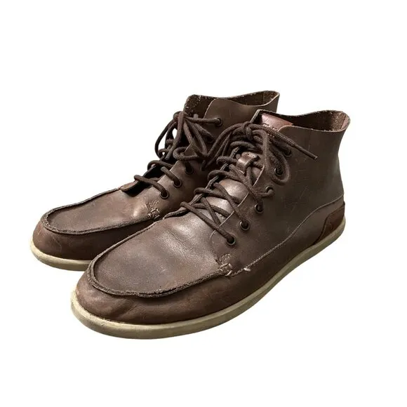 Olukai Nalukai Brown Leather Lace Up Ankle Chukka Boots Mens Size 8.5