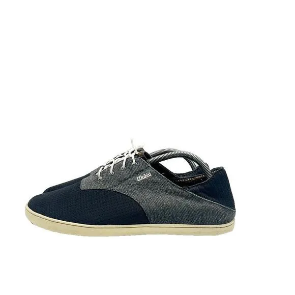 Olukai Shoes Men Size 9.5 Nohea Moku Gray Lace Up Casual Comfort Sneakers