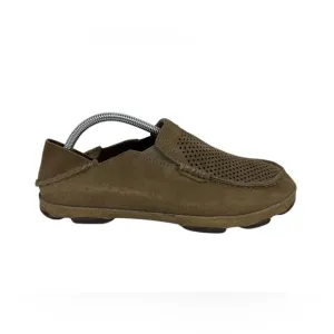 Olukai Shoes Mens Size 9 Green Brown Moloa Kohana Slip On   Perforated Leather
