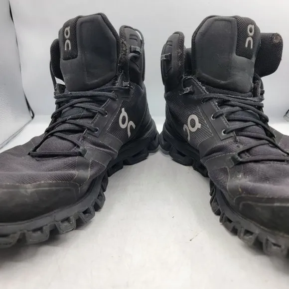 On Cloudrock Mens 11.5 Black Waterproof Hiking Boots Casual Athletic Outdoors