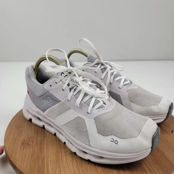 On Cloudrunner White Grey Athletic Running Athletic Shoes Womens Sneakers Size 9