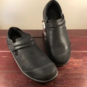 OrthoFeet Women's Solerno Casual Shoes Black Leather Size 7.5 Wide