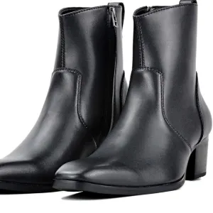 OSSTONE Men Chelsea Ankle Boots Leather Side Zip, Heel, 9.5 Retail $159
