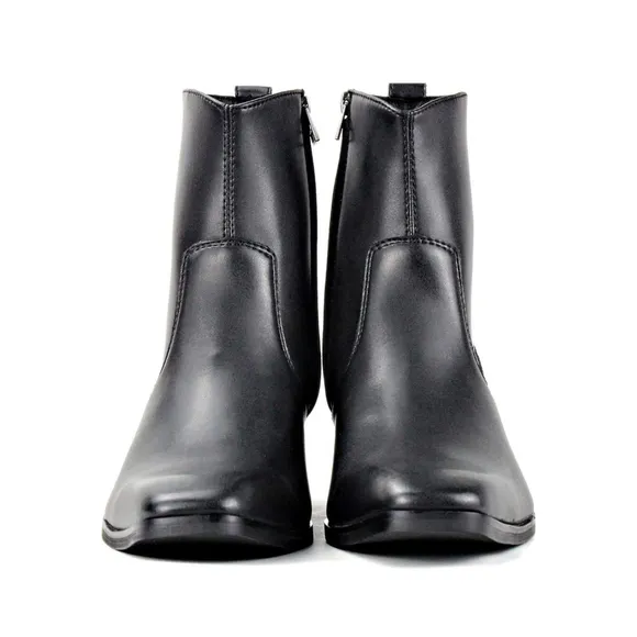 OSSTONE Men Chelsea Ankle Boots Leather Side Zip, Heel, 9.5 Retail $159