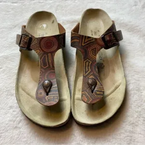 Papillon Birkenstock Brown Tone Geo Design Gisele Sandals Size 10