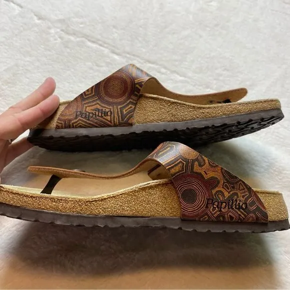 Papillon Birkenstock Brown Tone Geo Design Gisele Sandals Size 10