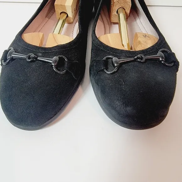 Patricia Green Quiet Luxury Boston Plush Suede Ballet Black Flats Size 39 US9