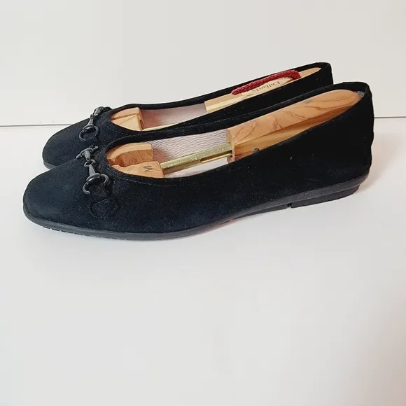 Patricia Green Quiet Luxury Boston Plush Suede Ballet Black Flats Size 39 US9