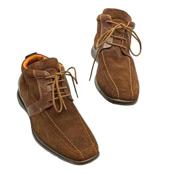 PAUL FREDRICK Chocolate Suede Lace Up‎ Casual Boots