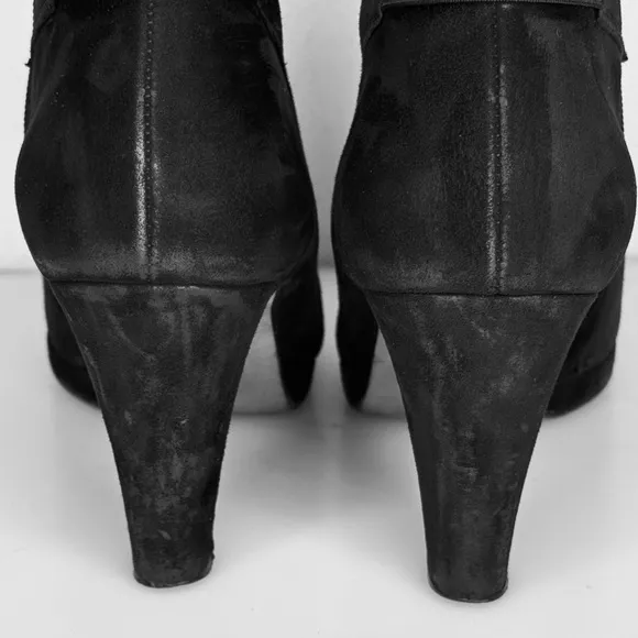 Paul Green Ankle Boots Black Velvet Suede High Heel Booties