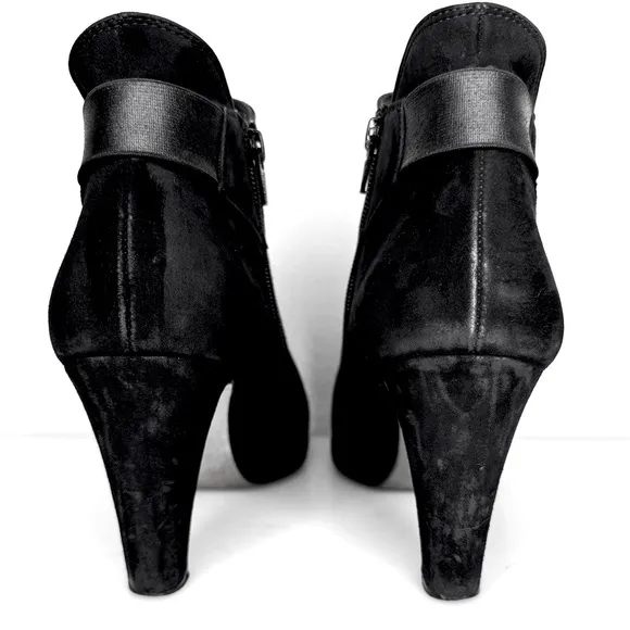 Paul Green Ankle Boots Black Velvet Suede High Heel Booties