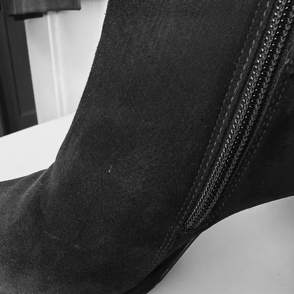 Paul Green Ankle Boots Black Velvet Suede High Heel Booties