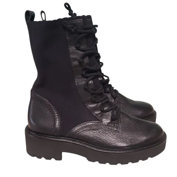 Paul Green Kaiden Combat Boots Black Leather Size 6 New Pull On