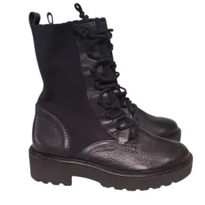 Paul Green Kaiden Combat Boots Black Leather Size 6 New Pull On
