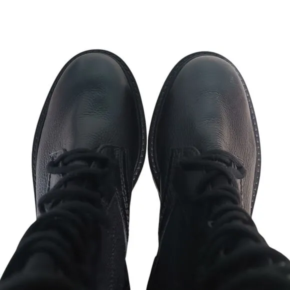 Paul Green Kaiden Combat Boots Black Leather Size 6 New Pull On