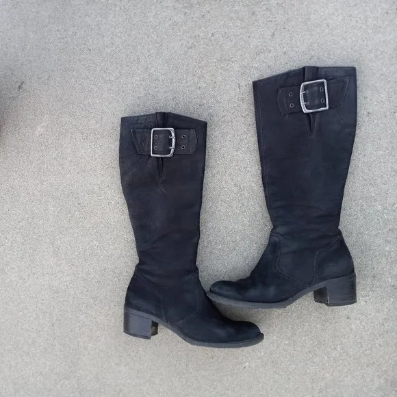 Paul Green Tall Black Nubuck Leather Boots
