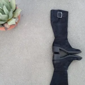 Paul Green Tall Black Nubuck Leather Boots