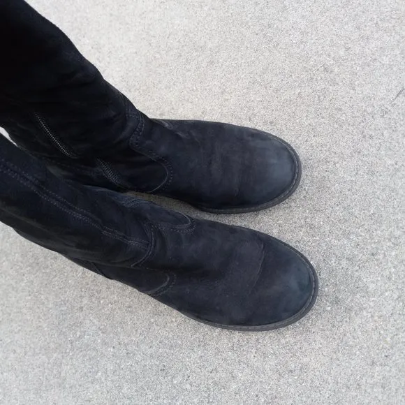 Paul Green Tall Black Nubuck Leather Boots